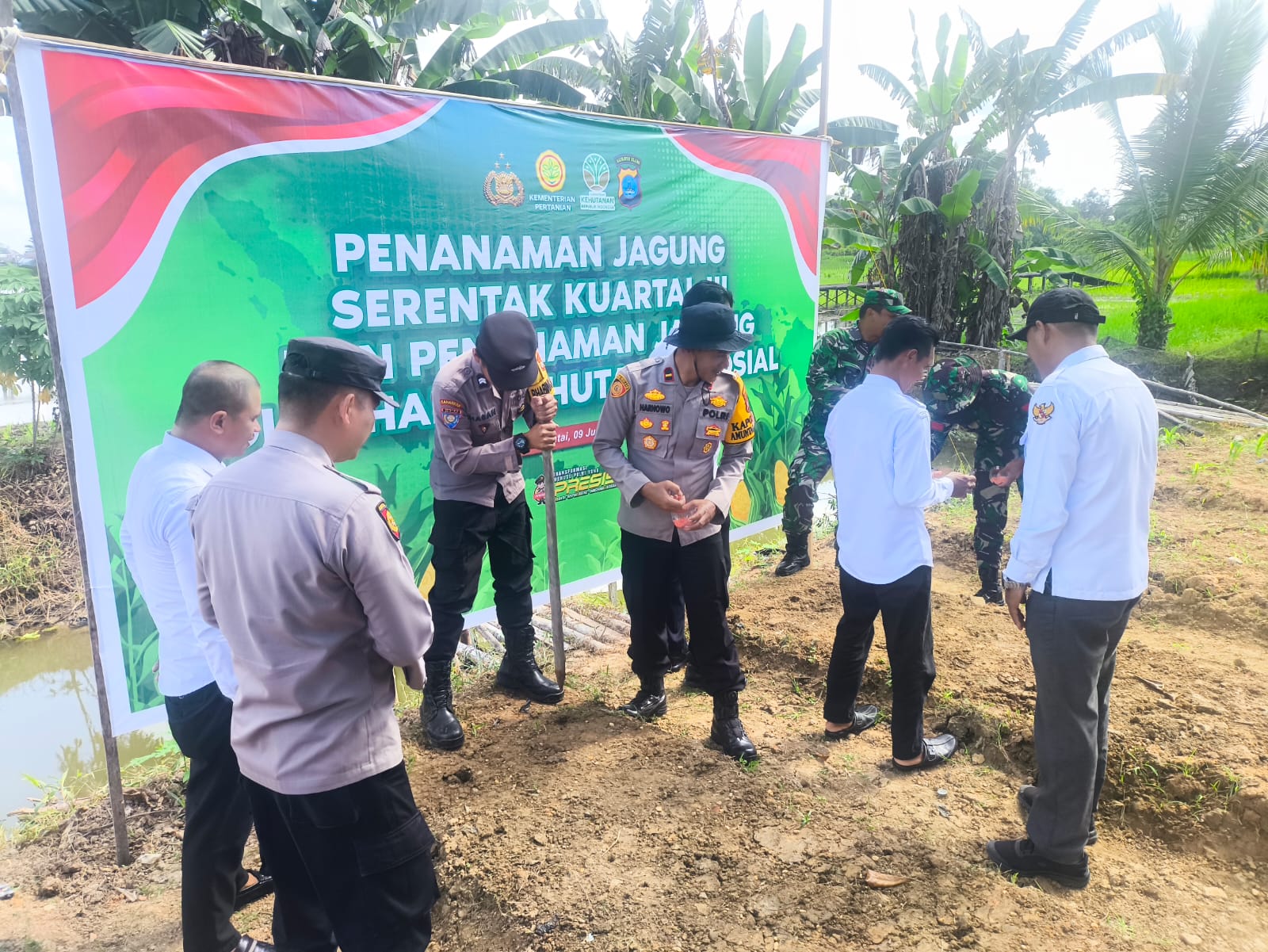 Polsek Amuntai Selatan Melaksanakan Penanaman Jagung Serentak Kuartal III