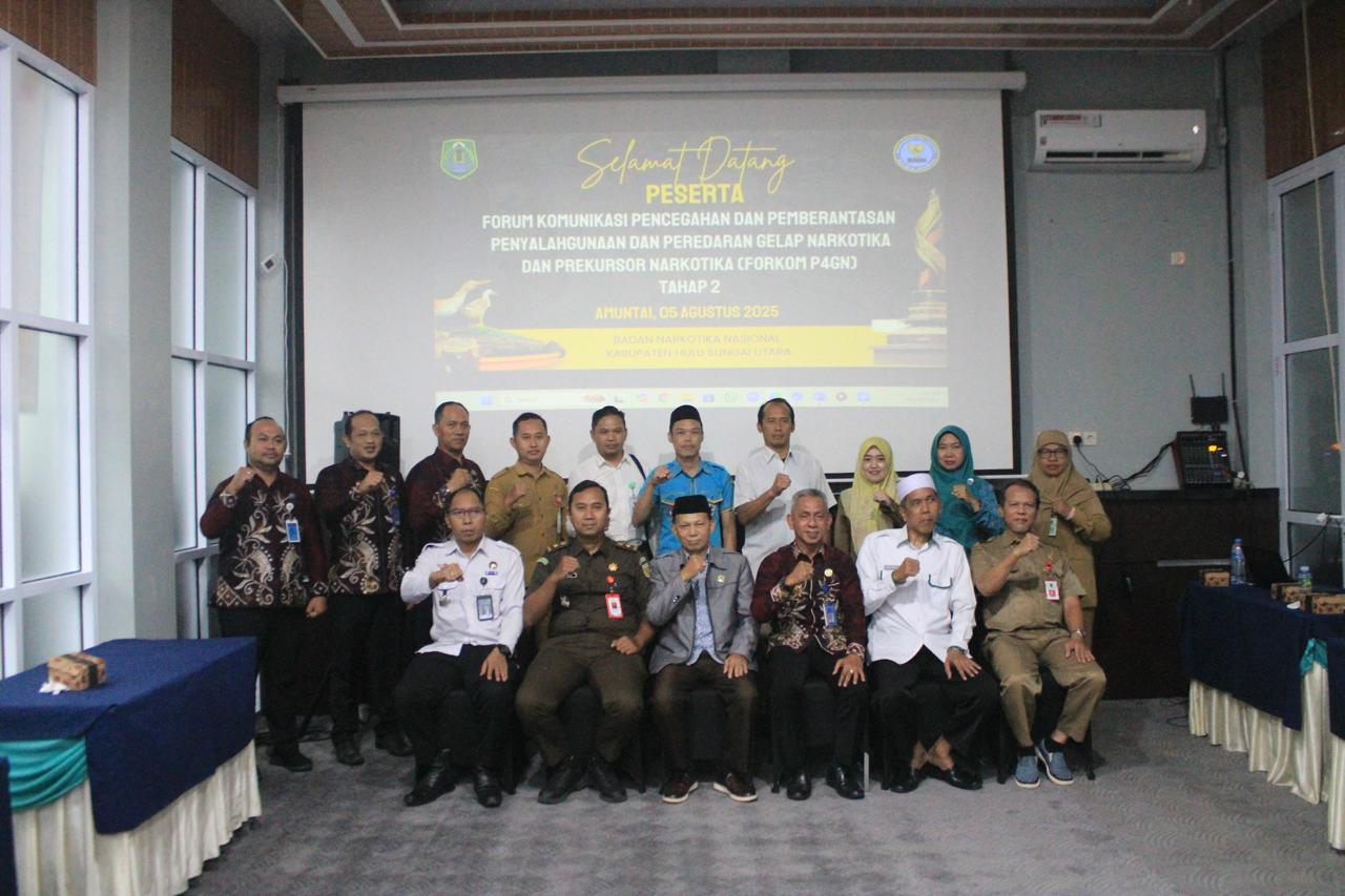 Sinergitas Forkopimda Hulu Sungai Utara Kuatkan Pencegahan dan Pemberantasan Narkotika di Forum Forkom P4GN Tahap 2