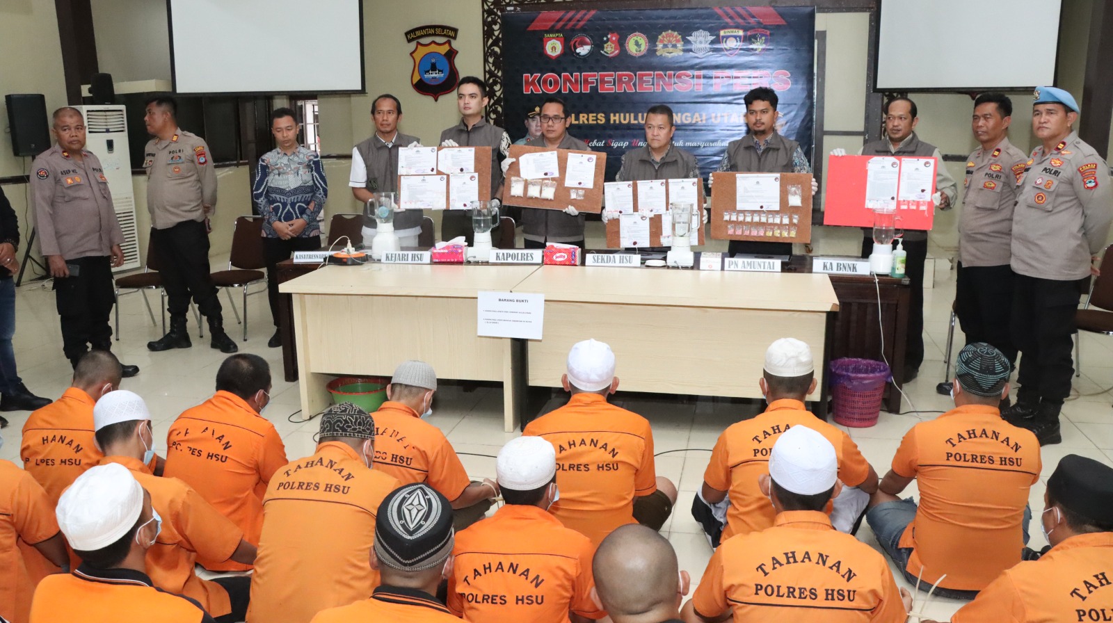 Polres Hulu Sungai Utara Musnahkan 486,16 Gram Narkotika dari 21 Kasus, 26 Tersangka Diamankan