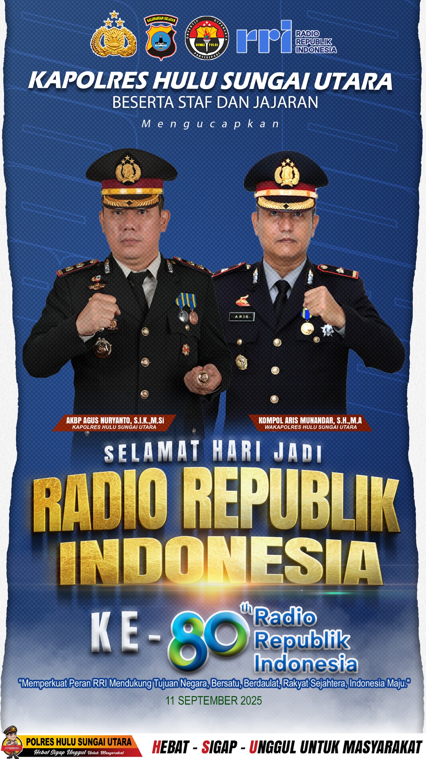 Kapolres HSU Ucapkan Selamat Hari Jadi ke-80 RRI: Media Pemersatu Bangsa yang Tetap Relevan di Era Digital