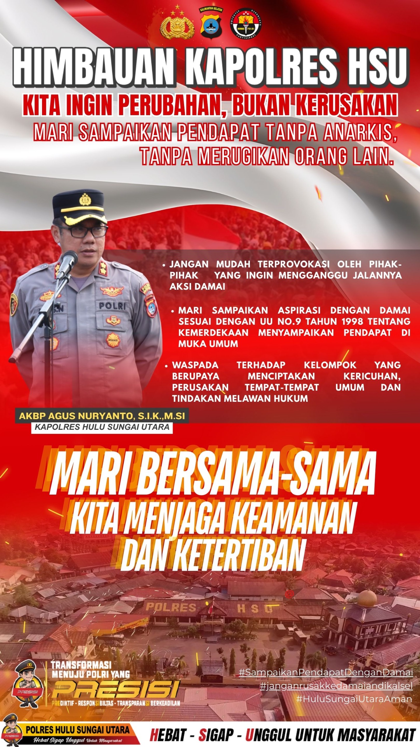 Kapolres HSU: Sampaikan Aspirasi dengan Damai, Jangan Anarkis