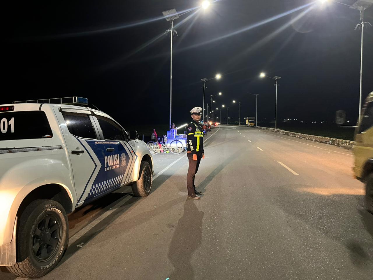 Patroli Malam Satlantas Polres HSU Jaga Kamseltibcarlantas di Wilayah Amuntai