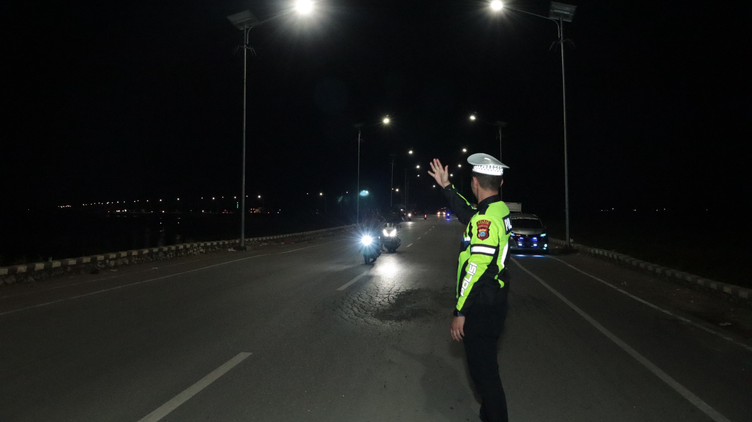 Satlantas Polres HSU Gelar Patroli Malam dan Penjagaan Rutin di Titik Rawan Kecelakaan untuk Ciptakan Kamseltibcarlantas